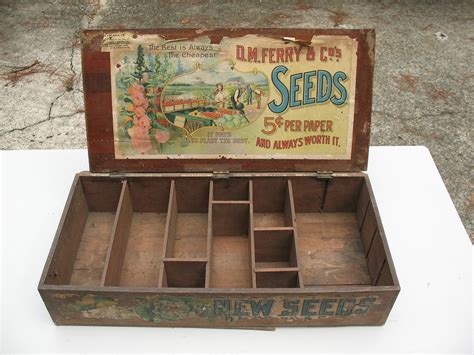 vintage metal seed box|Antique Garden Seed Box .